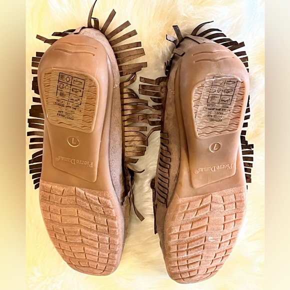 Pierre Dumas - Taupe Tan Fringe Suede Moccassins Loafers Flats Slide On Shoes - Picture 7 of 11